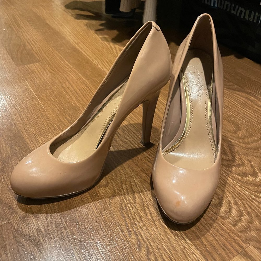 Jessica Simpson Nude Patent Leather Heels
